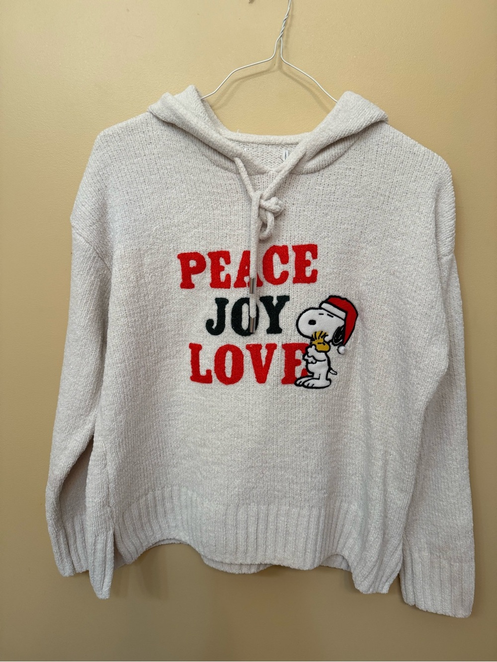 Peanuts Cream Holiday 'Peace Joy Love' Snoopy Hoodie